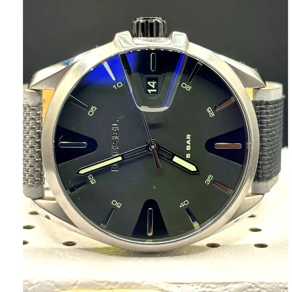 Diesel MS9 DZ1902 44mm Iridescent Black Nylon Strap Men’s Watch NIB